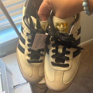 Limited Edition Adidas OG Samba Cream Sneakers with gold decal